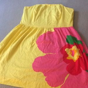 Strapless yellow Lilly Pulitzer dress
